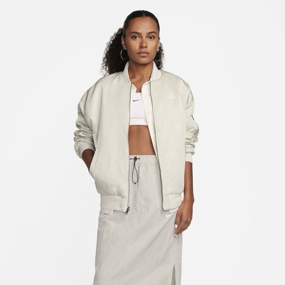 Nike Jackets & Blazers - Nike Sportswear Women's REVERSIBLE Varsity Bomber Jacket Beige XL
